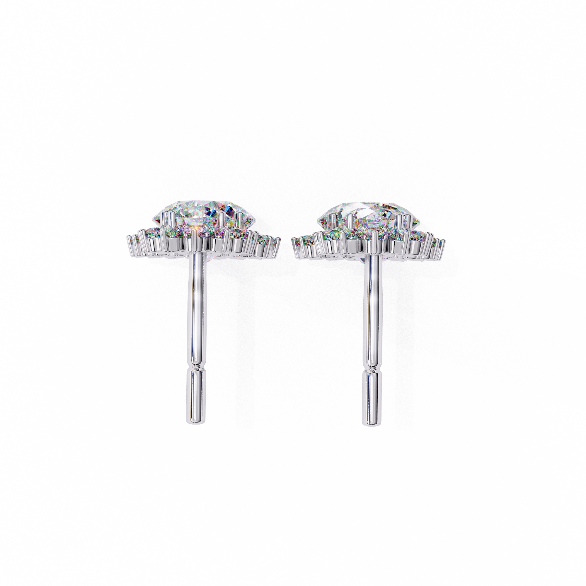 Solitairekart 1.37ct Floral Halo Natural Diamond Drop Earrings-HI Color, VS-SI Clarity